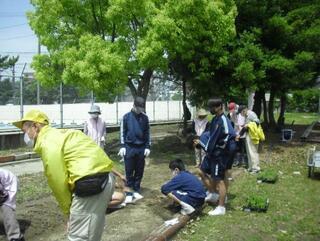 写真：成岩中学校での活動の様子