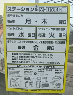 ごみステーション看板例黄色地区
