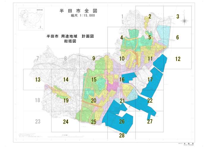 地図:用途地域図郭割図