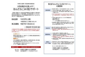 女性起業家支援助成金 はんだなごみ(和)サポート チラシ