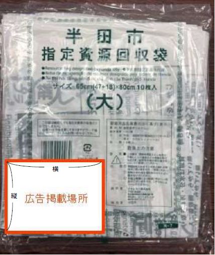 写真:外装袋(広告位置が示されている)