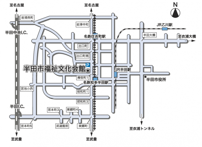地図：半田市福祉文化会館(雁宿ホール)