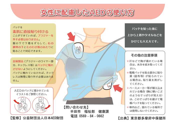 女性に配慮したAEDの使用方法