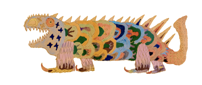 作品画像4 四足歩行のカラフルな怪獣が描かれた作品