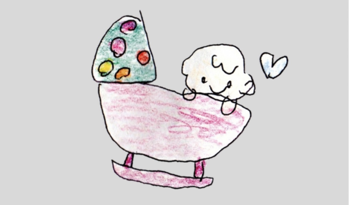 作品画像5 ベビーカーに乗った赤ちゃんが描かれた作品